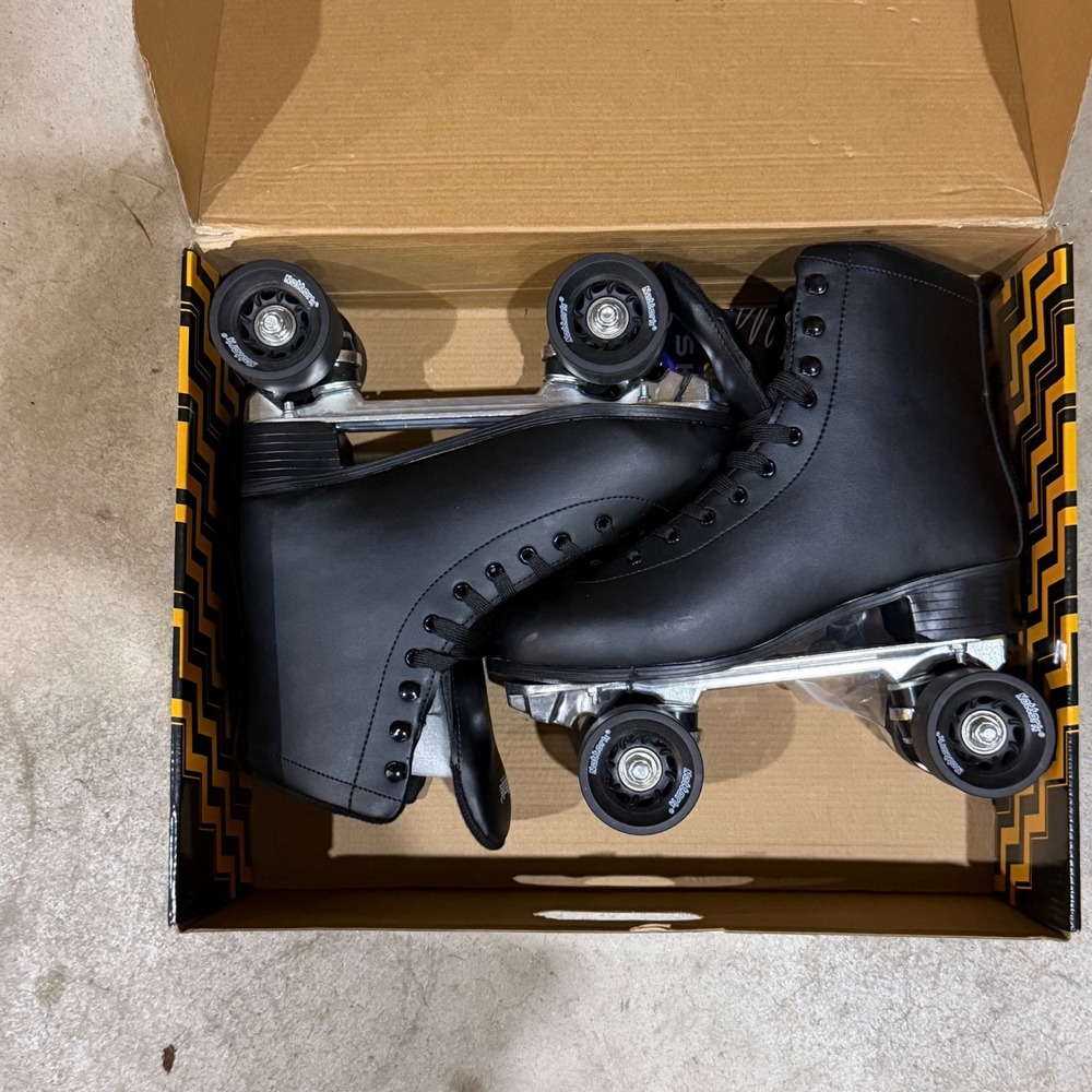 Nattork Roller Skates Unisex W10.5 M9.5 Black Quad 301 Faux Leather High Top